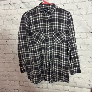INSO Black and White Plaid Casual Button Down Shirt